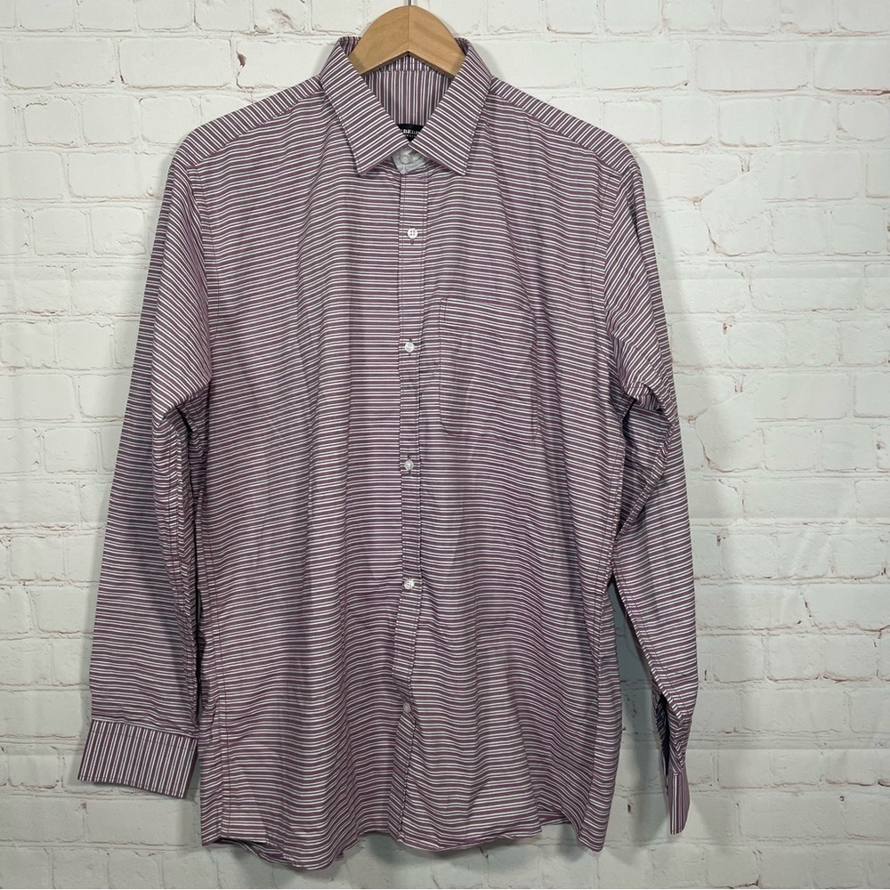 Burberry Shirt Mens Size 16.5 Purple Striped Button Up Long Sleeve